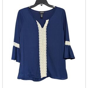 Women's Blue Top with Lace Detail Karen brooks size medium